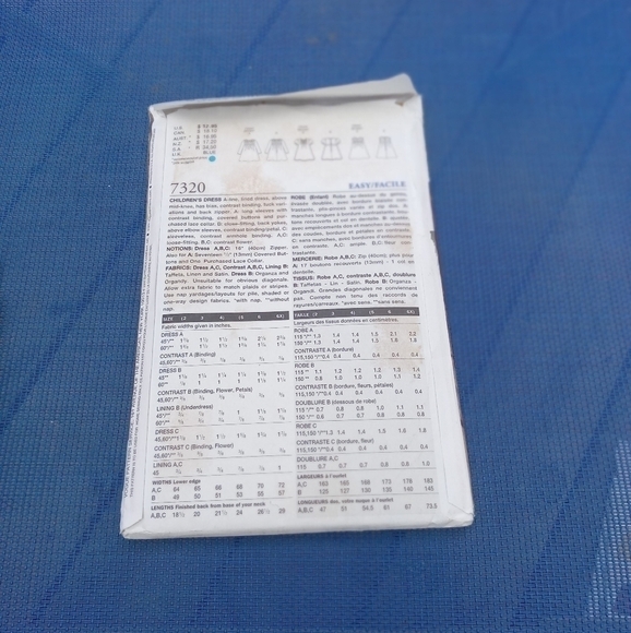 Vogue For Me Sewing Pattern 7320 Girl's Dresses Dress Sizes 2-4 Uncut - Picture 2 of 2